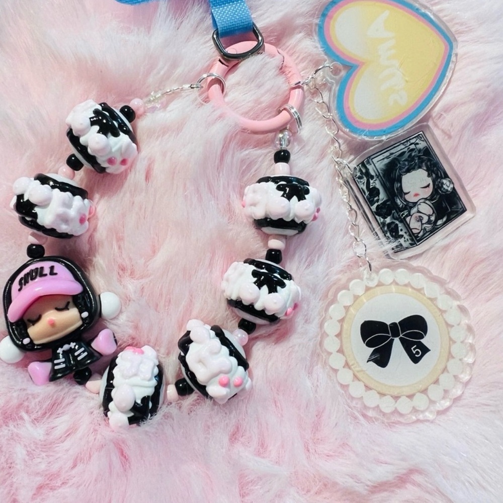 ❤️Cute Skullpanda with heart Bag/Phone Charm, Keychain